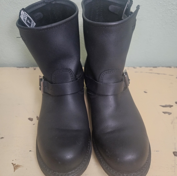 Womens Frye 12R Engineer Black Leather Buckle Boots - Picture 10 of 10